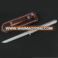 OEM 60-61HRC hardness D2 titanium pocket folding blade outdoor hunting knife