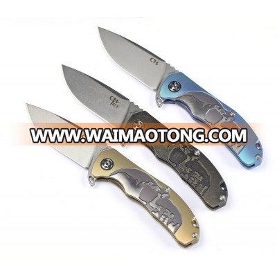 CH 3504 Great Quality S35vn Blade Titanium Flipper Knife For Camping